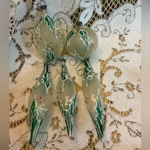 Holly Design Glass Hand Painted Ornaments